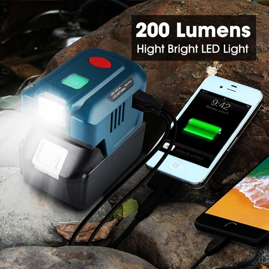 150W Power Inverter for Craftsman 20V V20 Battery, DC 20V to AC 110-120V Battery Inverter, Portable Power Station Generator, Charger Adapter Battery Powered Outlet w/ 2 USB PortsAC OutletLED Light