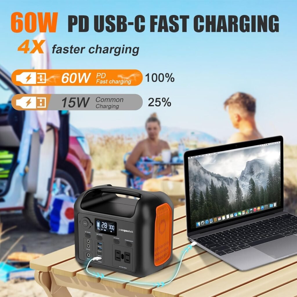 99Wh Portable Power Station, Portable Power Bank Generator with PD Fast Charging Built in Cables Battery Pack for Phone Laptop Home Use Outdoor Camping