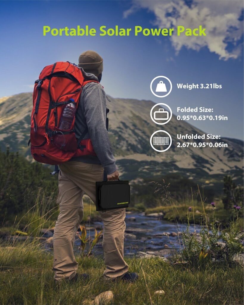 MARBERO Solar Generator 52Wh Portable Power Station with 22W Solar Panels Included - 16000mAh Lithium Ion Battery with DC USB Output for Outdoor Camping Home Backup Emergency Van Hunting