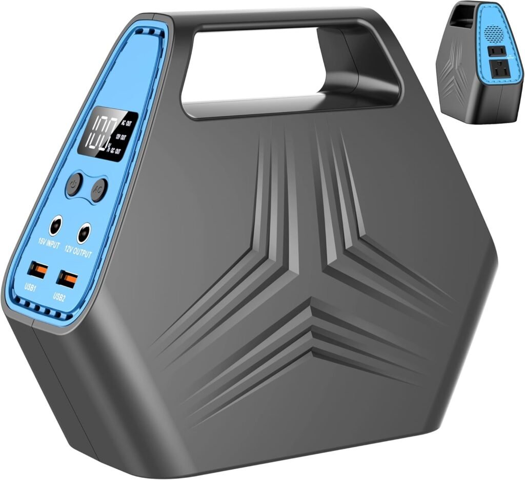 SinKeu 146Wh Portable-Power-Station Fast Charging Camping Generator with 110V AC Outlet, 140W Peak Power Bankfor Outdoors Home RV Boat Backup(GreyBlue)