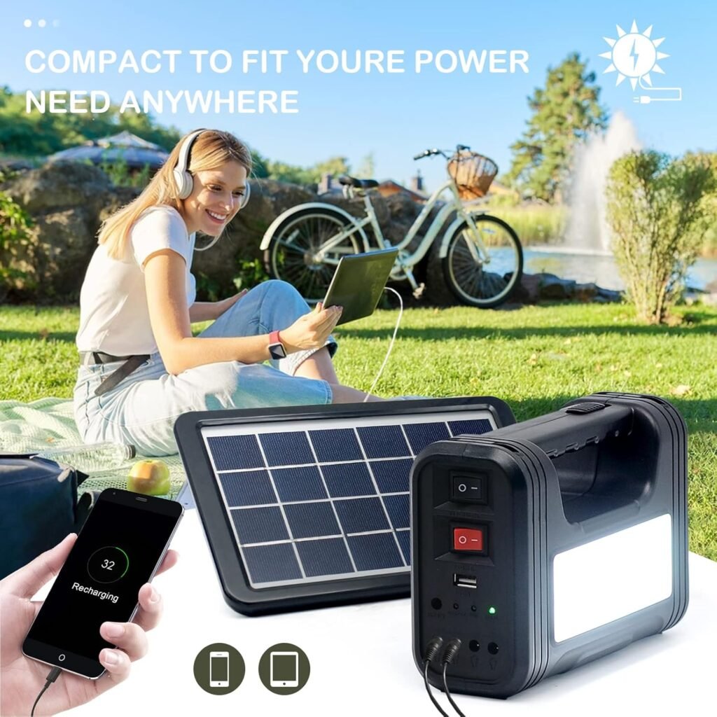 Solar Generator with Solar Panels,13000mAh Portable Power Station,Solar Powered Generator for Camping,Portable Generator with LED Flashlight for Home Use,Outdoors,Hunting,Emergency