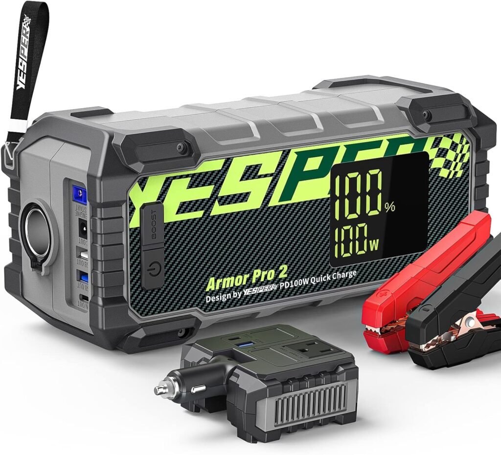 YESPER Portable Power Station, 299.52Wh 83200mAh Solar Generator (Solar Panel Optional) with Jump Starter Function and AC Outlets, 100W Fast Charging Lithium Battery PowerHouse for Outdoor Camping/RVs