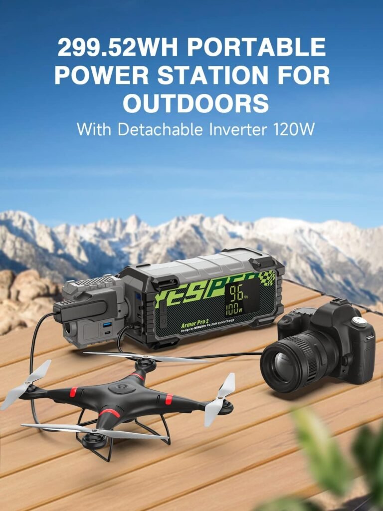 YESPER Portable Power Station, 299.52Wh 83200mAh Solar Generator (Solar Panel Optional) with Jump Starter Function and AC Outlets, 100W Fast Charging Lithium Battery PowerHouse for Outdoor Camping/RVs