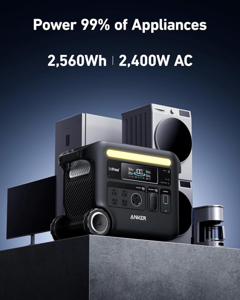 Anker SOLIX F2600 Portable Power Station, 2400W (Peak 3600W) Solar Generator, GaNPrime Battery Generators for Home Use, 2560Wh LiFePO4 Power Station for Outdoor Camping, and RVs (Solar Panel Optional)