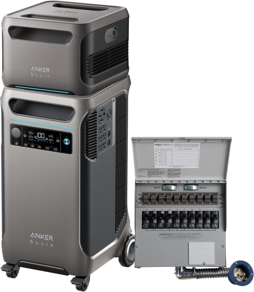 Anker SOLIX F3800 120V/240V Home Backup Kit, 3840Wh Portable Power Station with Transfer Switch Kit, 6000W AC Output, Solar Generator for Home Use, RV, Emergencies, Power Outages, Outdoor Camping