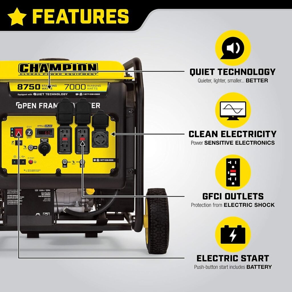 Champion Power Equipment 100520 8750-Watt DH Series Open Frame Inverter, Electric Start  Champion Weather-Resistant Storage Cover for 4800-11,500-Watt Portable Generators