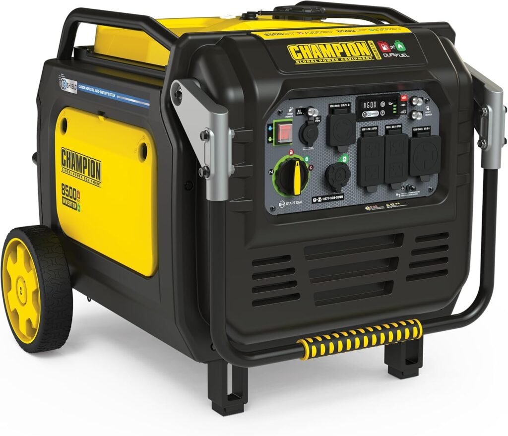 Champion Power Equipment 8500-Watt Electric Start Dual Fuel Home Backup Portable Inverter Generator with Quiet Technology and CO Shield