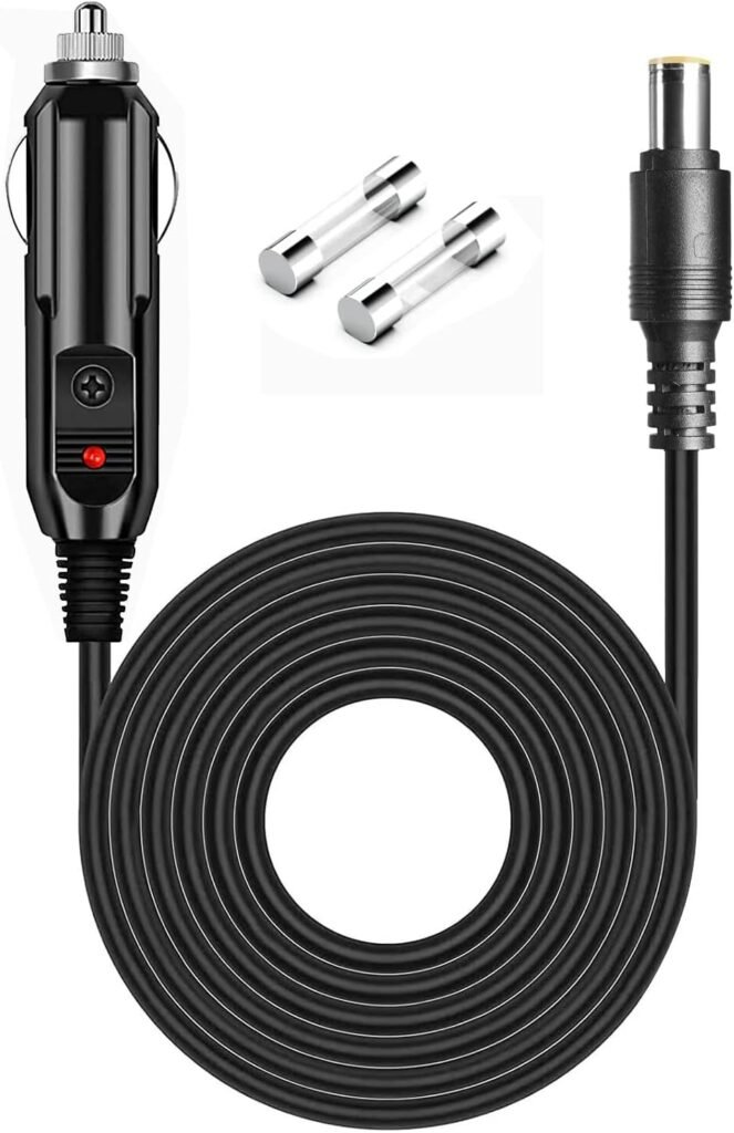 DC 12V/24V Car Charger Cable Compatible Jackery Explorer 1000/880/550/500/300/290/240/160/E160/E240/E300/E500/E550/E880/E1000 Portable Power Station Solar Generator Jackery Charger Cord Plug