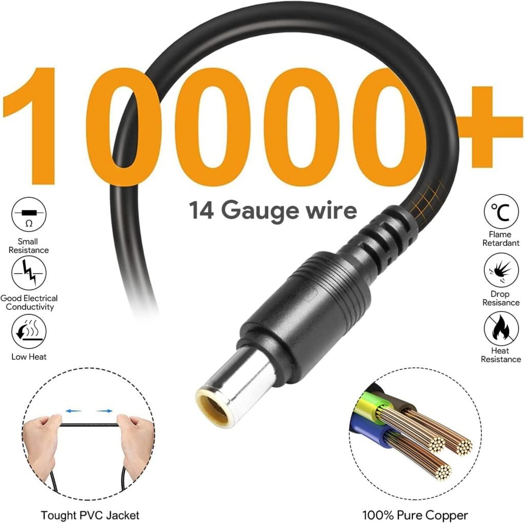 DC 12V/24V Car Charger Cable Compatible Jackery Explorer 1000/880/550/500/300/290/240/160/E160/E240/E300/E500/E550/E880/E1000 Portable Power Station Solar Generator Jackery Charger Cord Plug