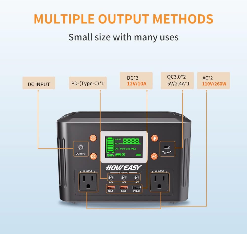 HOWEASY 178Wh Portable Power Station.48000mAh Solar Generator(Solar Panel Not Included) with 110V AC Power Socket Backup Power Supply, Suitable for CPAP, Outdoor Camping Travel Home