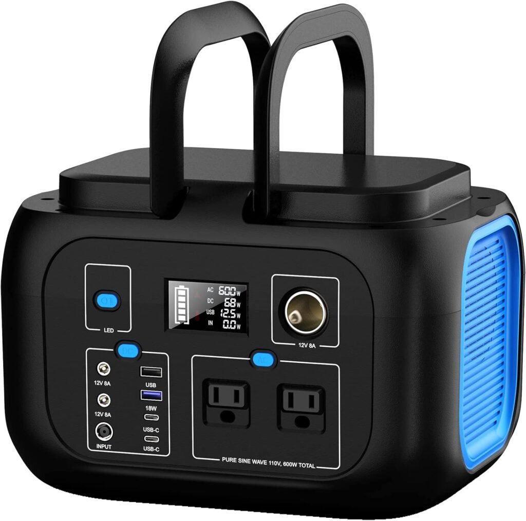 Portable Power Station 300W Power Bank with AC Outlet 228Wh Solar Generator with LED Light Portable Generators 9 Outputs Battery Backup Power Supply for Outdoor Camping Travel Emergency