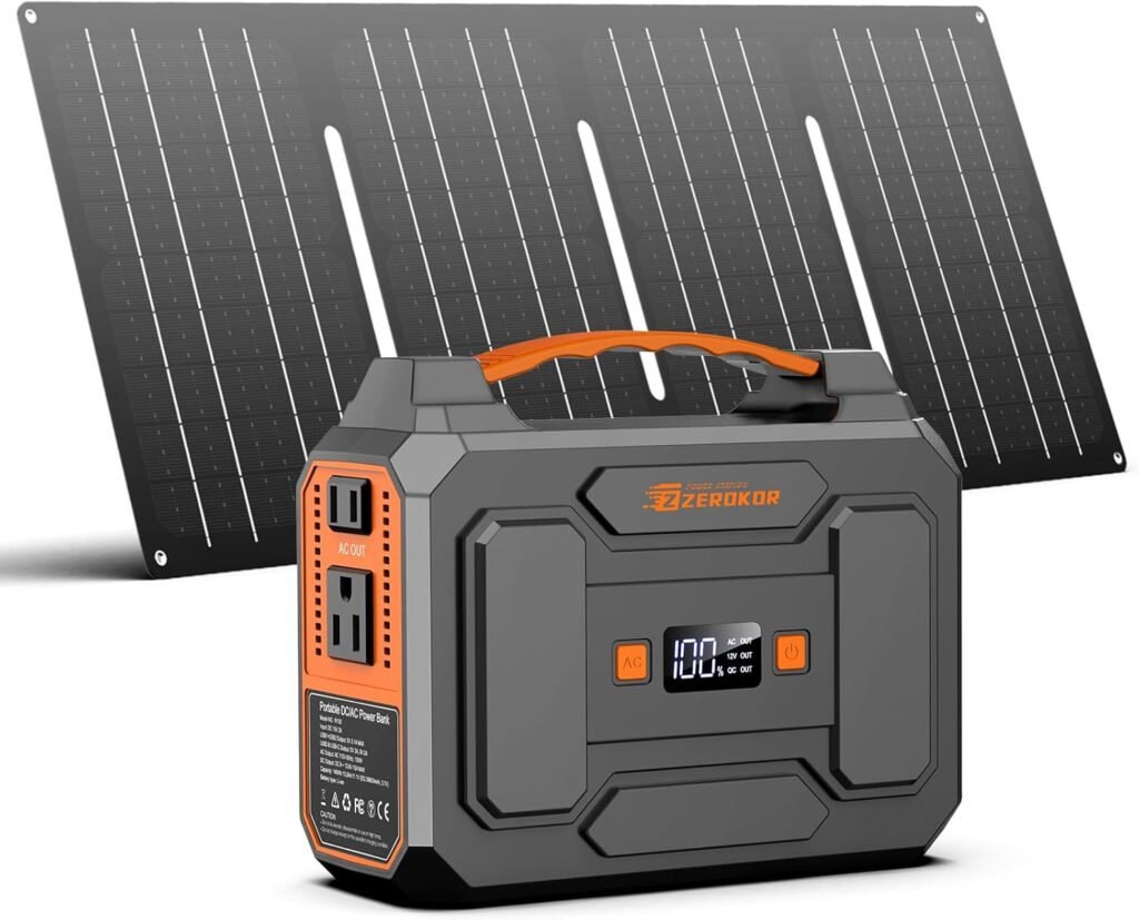 Portable Solar Generator with Panel, 100W Portable Power Station with 40W Solar Panel, 110V AC Outlet Camping Solar Power Generator 146Wh Lithium Battery Pack for Home Use, RV, Outdoor Power Outage