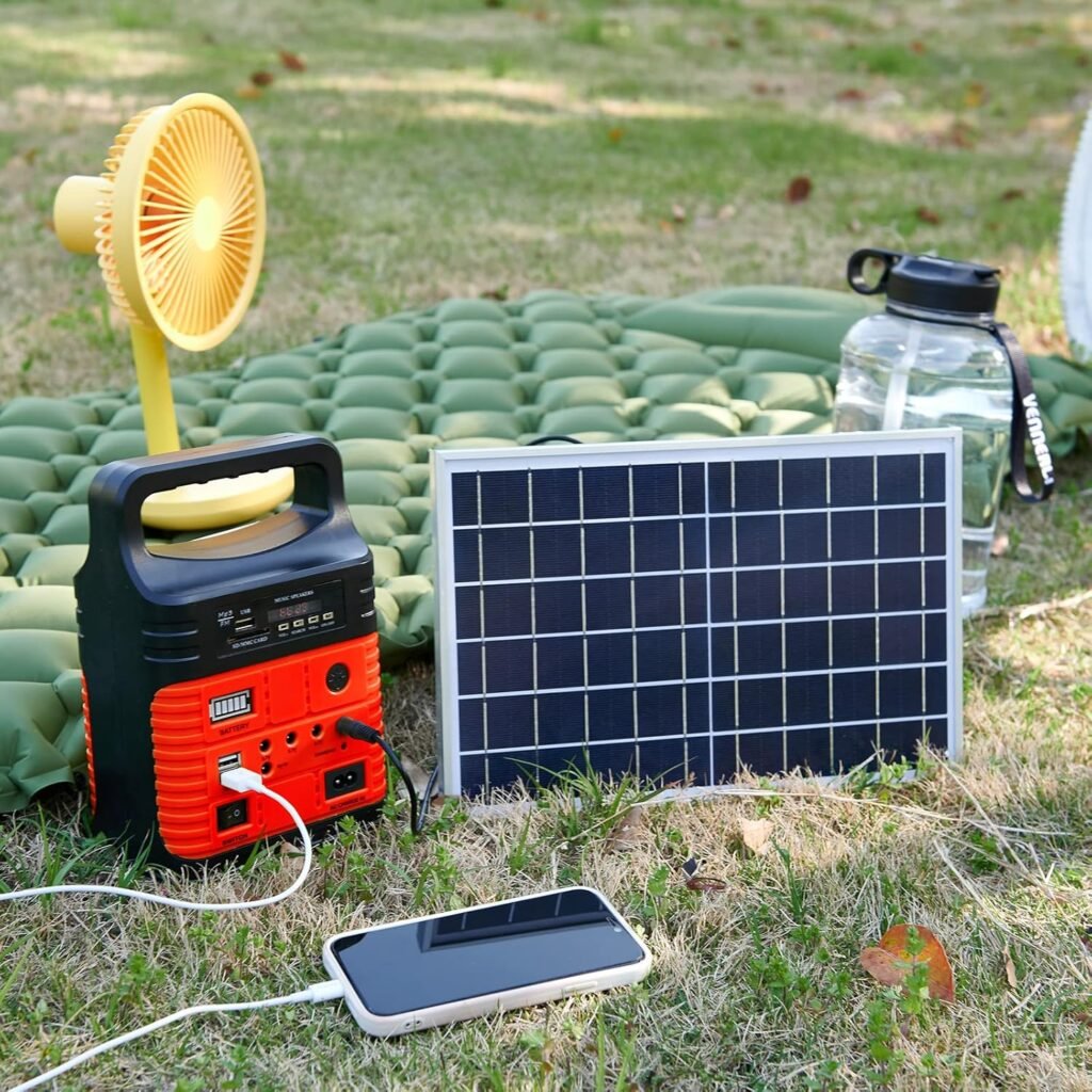 Solar Power Generator-Portable Power Station-8000mAh Solar Power Generator with Solar Panel,MP3FM Radio,Bluetooth,3 Sets LED Lights,Home Outdoor Solar Generator for Camping Emergency(Red)