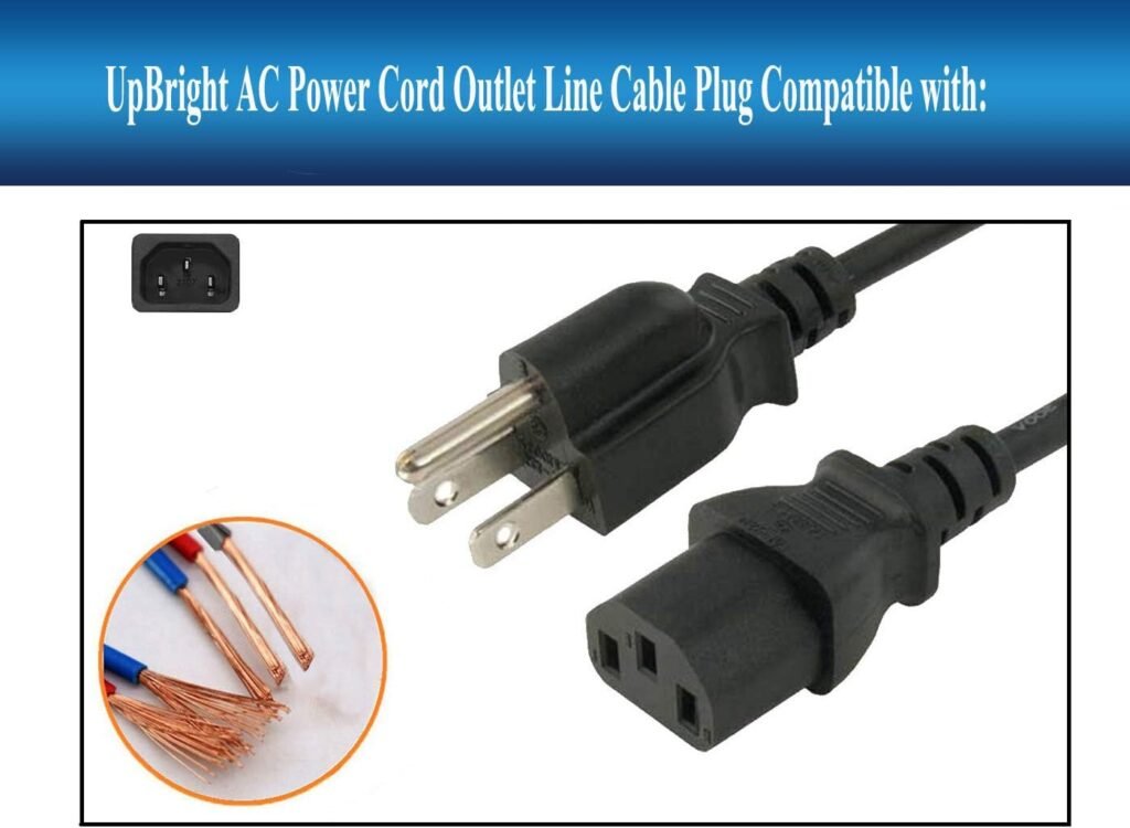 UpBright New AC in Power Cord Outlet Socket Cable Plug Lead Compatible with Bluetti EB3A 600W Portable Power Station 268Wh LiFePO4 Battery Solar Generator 600 watts Input 120V AC/9A Max 120 Volts