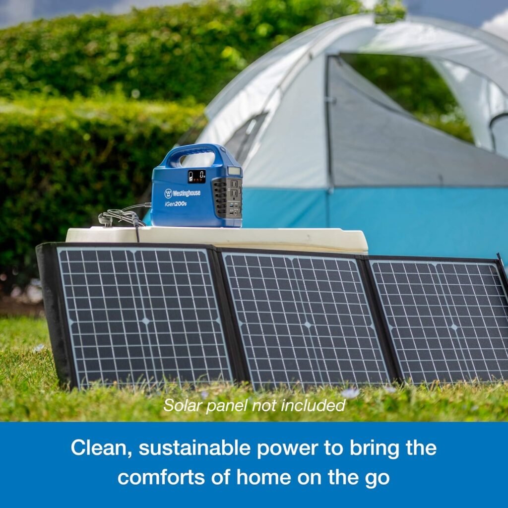 Westinghouse 194Wh 300 Peak Watt Portable Power Station  Solar Generator, Modified Sine Wave AC Outlet, Backup Lithium Battery for Camping, Home, Travel, Indoor/Outdoor Use (Solar Panel Not Included)