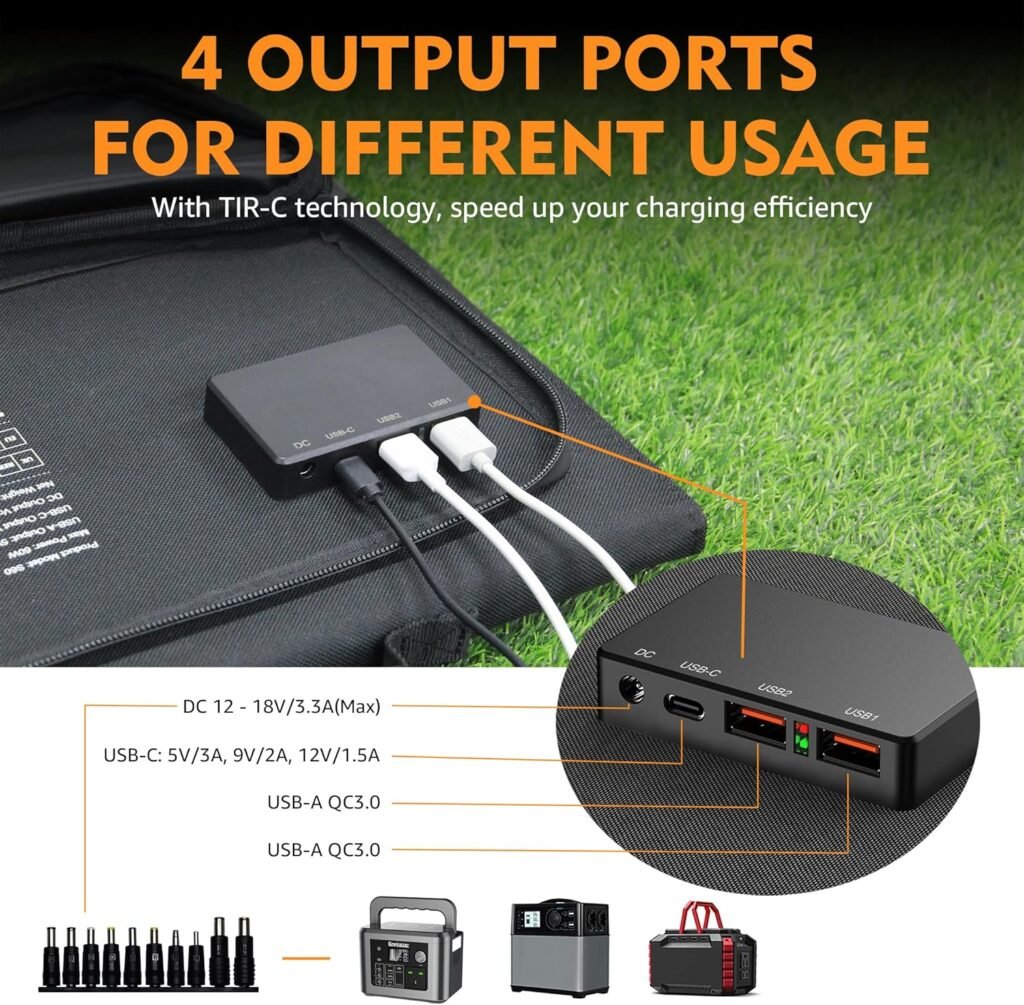 350W Portable Solar Generator with 60W Solar Panel, Powkey 70,000mAh Backup Lithium Battery, 110V/350W Pure Sine Wave AC Outlet, Power Station with Solar Panel for Outdoors Camping Travel Hunting