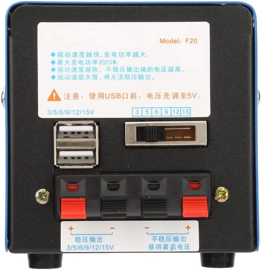 High Power Hand cranked Generator, 20W Portable USB Charging Emergency Dynamotor, Low Noise, for Field Operations/Survival Training/Emergency Communication