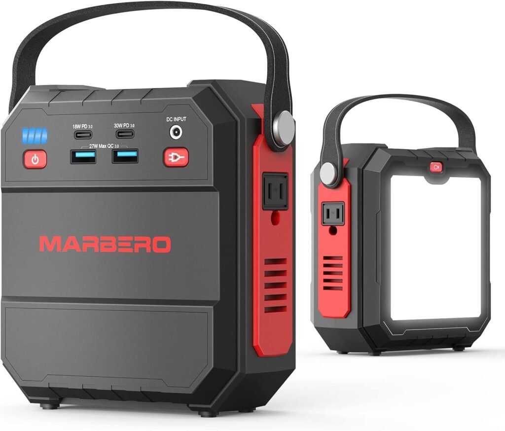 MARBERO 111Wh Solar Generator with Solar Panel Included Portable Power Station 120W with Foldable Solar Panel 30W Set for Camping Outdoor Hiking Fishing Emergency