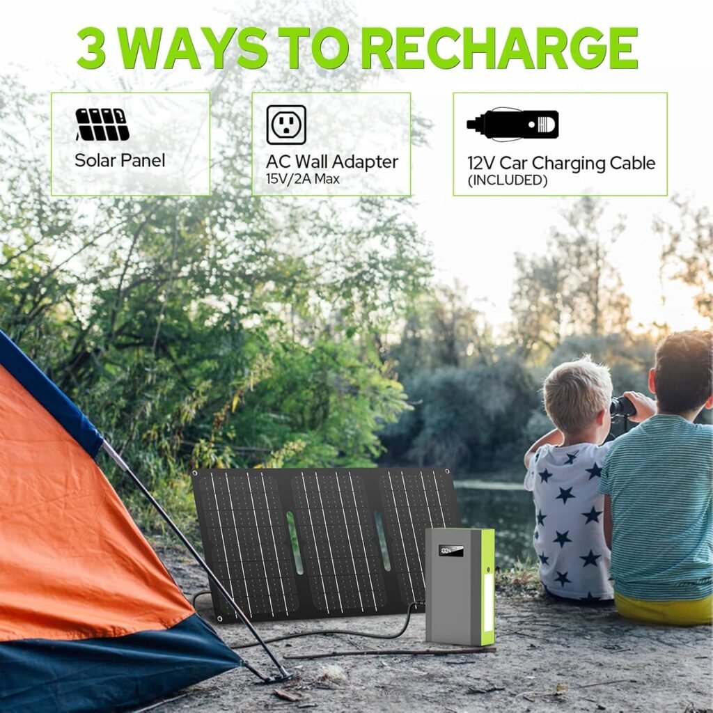 Portable Power Station 300W Solar Generator,65W 110V Power Bank with AC Outlet,40W Foldable Solar Panel Solar Charger for Camping RV Outdoor Adventure