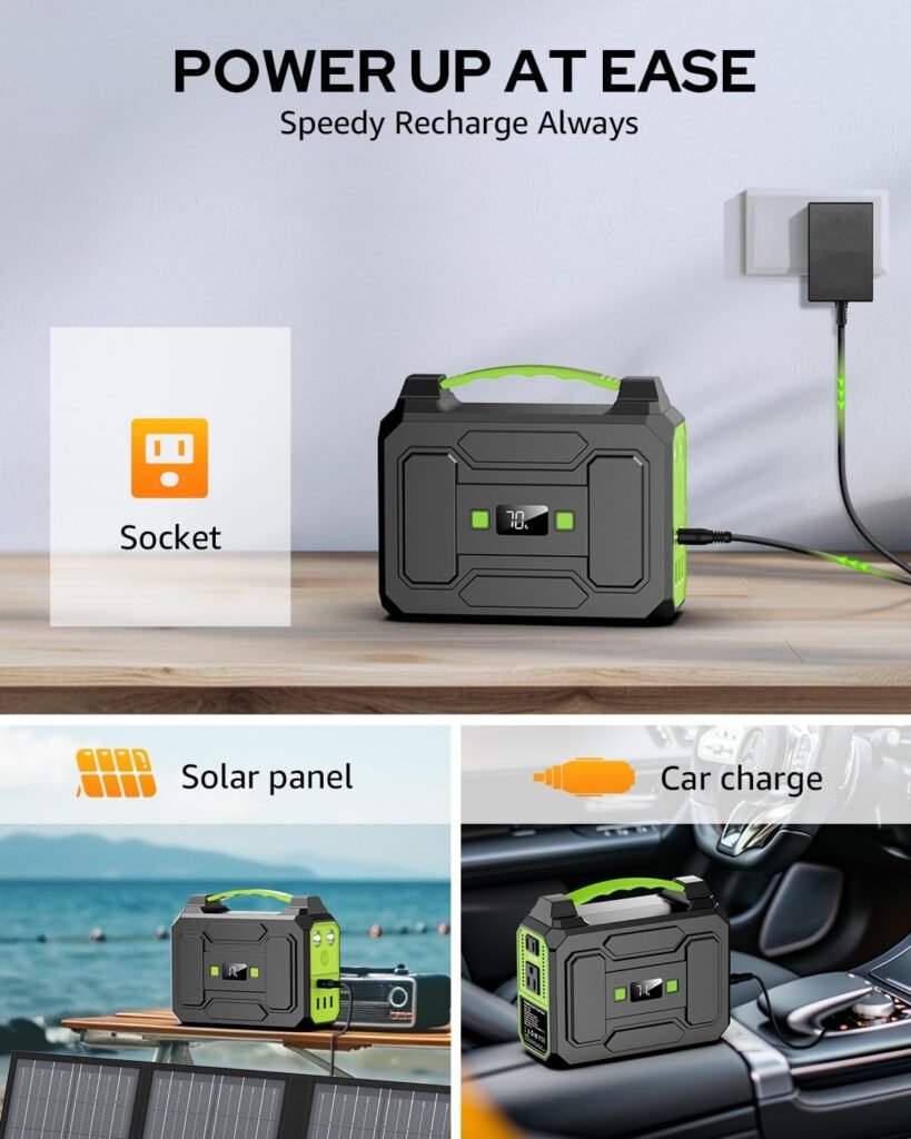 Solar Powered Generator 200W Peak/100W Rated, Portable Solar Generator Power Station with Solar Panels 40W Included, 146Wh Solar Power Bank with AC Outlet 110V for Home Use Camping Outdoor Adventure