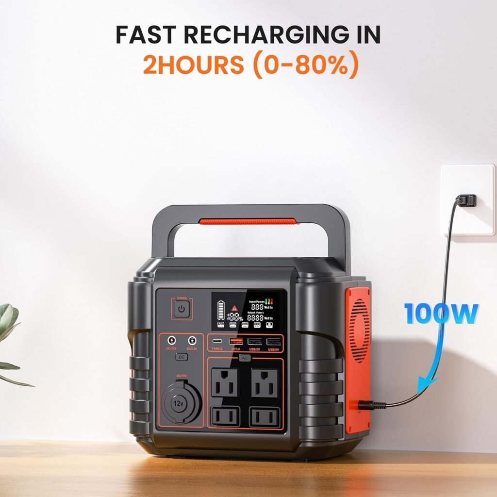 Steelite Portable Power Station 300W (Peak 600W) 296Wh Solar Generator with 110V Pure Sine Wave AC Outlets Backup Lithium Battery for Outdoors Camping Travel Hunting Blackout For Home Use Emergency RV
