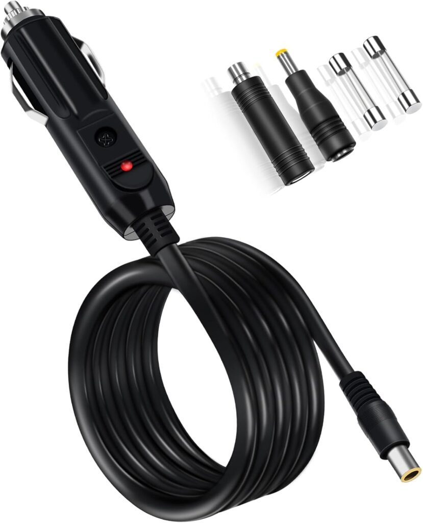 14AWG Car Charging Cable for Jackery Portable Power Station Explorer 3000 2000 1500 1000 500 880 550 300 290 240 160 Jackery Accessories Cigarette Lighter Charger DC Adapter Cord 2M - Black