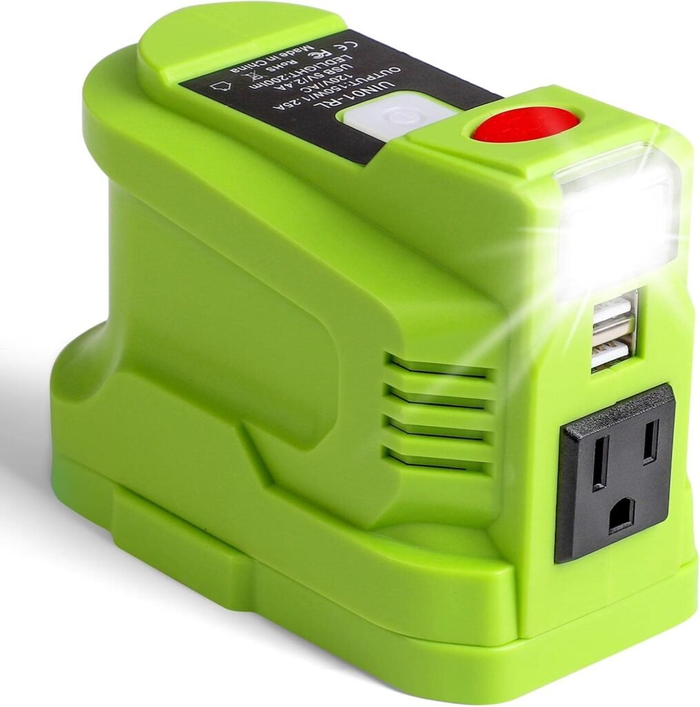 Alian for Ryobi 150 Watt Powered Inverter Generator,18V DC to AC 110V 120v,as Portable Power Source,for Ryobi 18 Volt Lithium Battery USB Charger Adapter,for Ryobi Power Station with LED Light