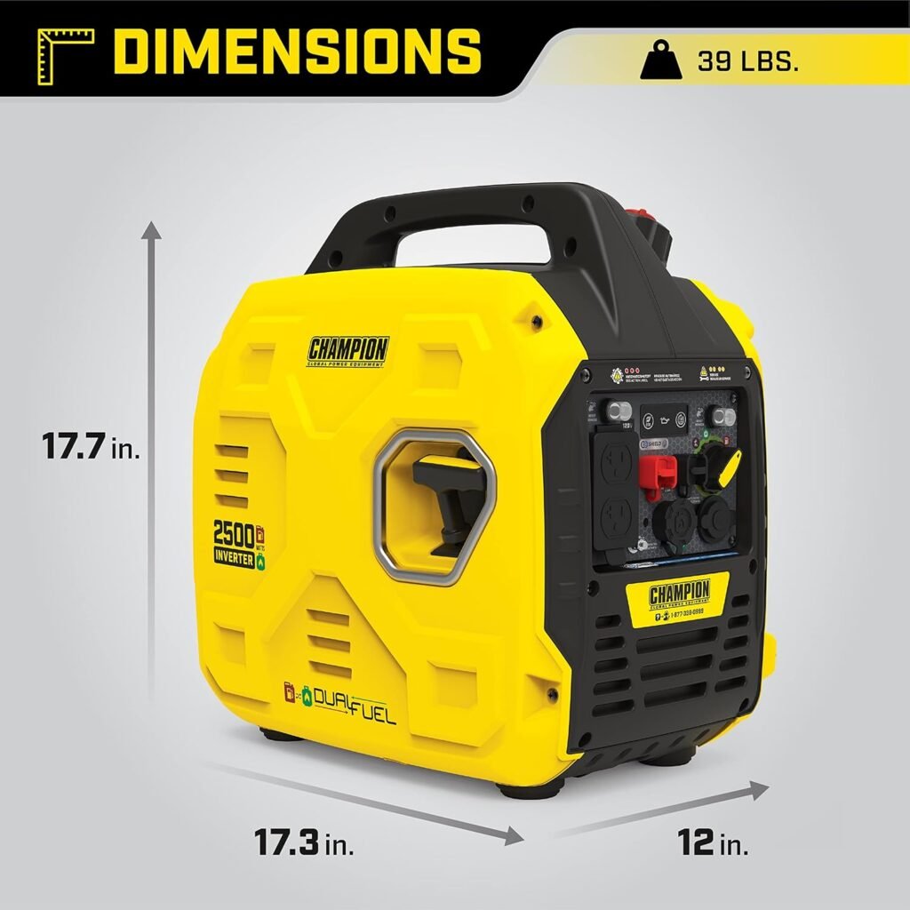 Champion Power Equipment 2500-Watt Dual Fuel Portable Inverter Generator with Quiet Technology and CO Shield