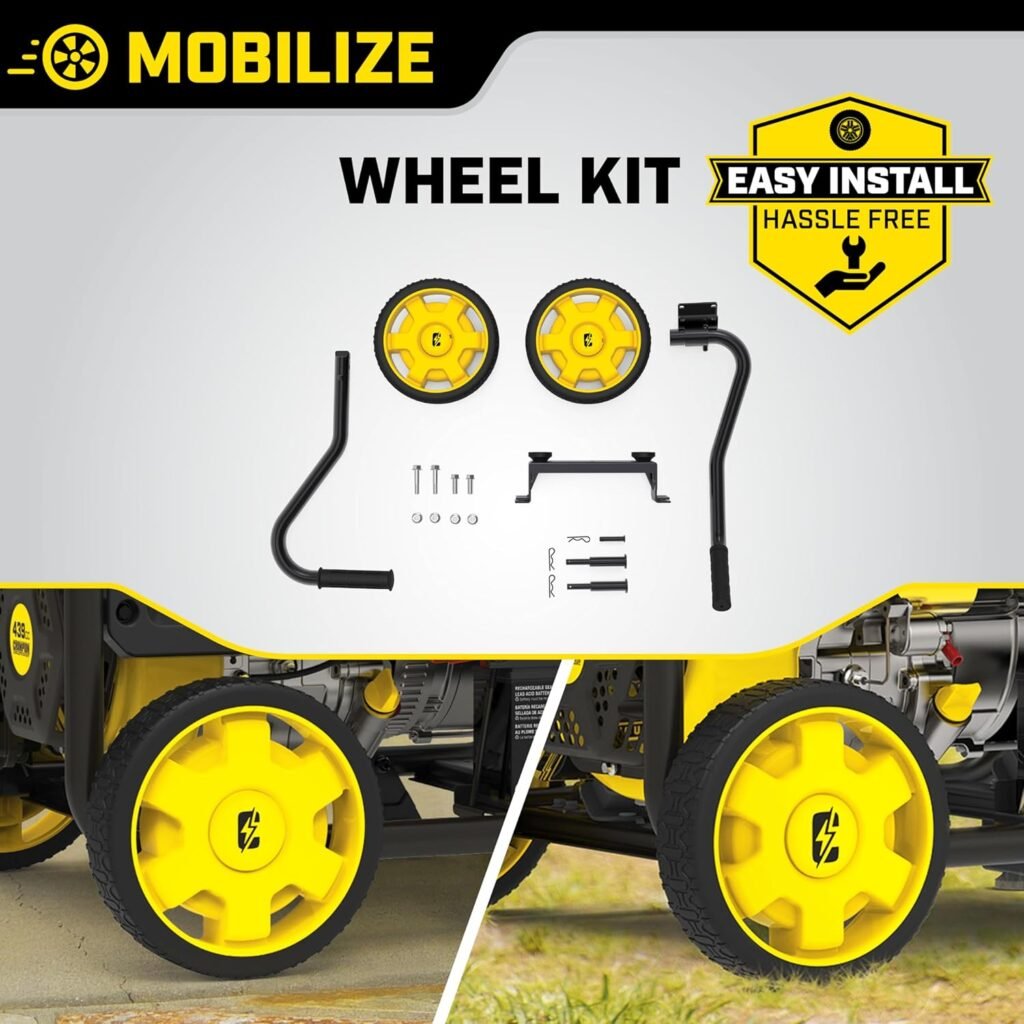 Champion Power Equipment 40065 Wheel Kit with Folding Handle and Never Flat Tires, for 2800-4750-Watt Generators, Black