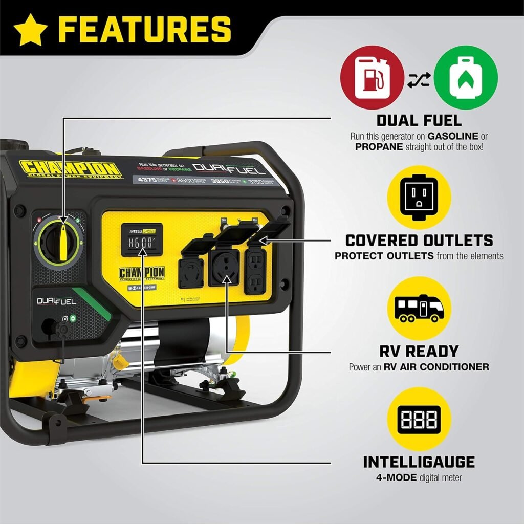 Champion Power Equipment 4750-Watt Dual Fuel Portable Generator with Electric Start, Wheel Kit