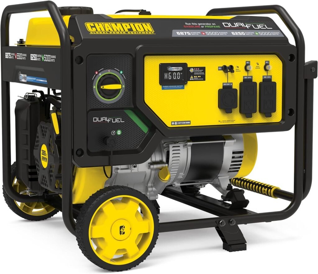 Champion Power Equipment 6875-Watt Dual Fuel Portable Generator, CO Shield