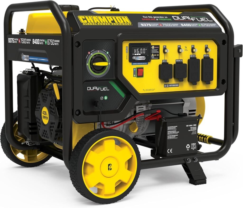 Champion Power Equipment 9375-Watt Dual Fuel Portable Generator with Electric Start and CO Shield