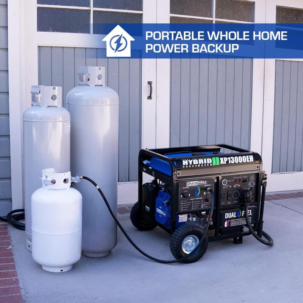 DuroMax XP5500EH Electric Start-Camping  RV Ready, 50 State Approved Dual Fuel Portable Generator-5500 Watt Gas or Propane Powered, Blue/Black