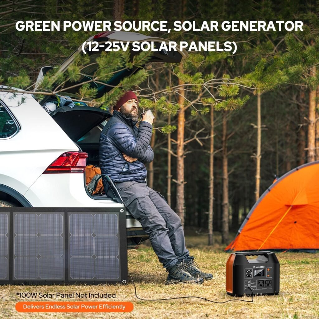 EnginStar 300W Portable Power Station 296Wh/80000mAh Outdoor Solar Generators Mobile Lithium Battery Pack 110V Outlet Solar Power Bank Camping Power Supply for Indoor Outdoor with 40W Solar Panel