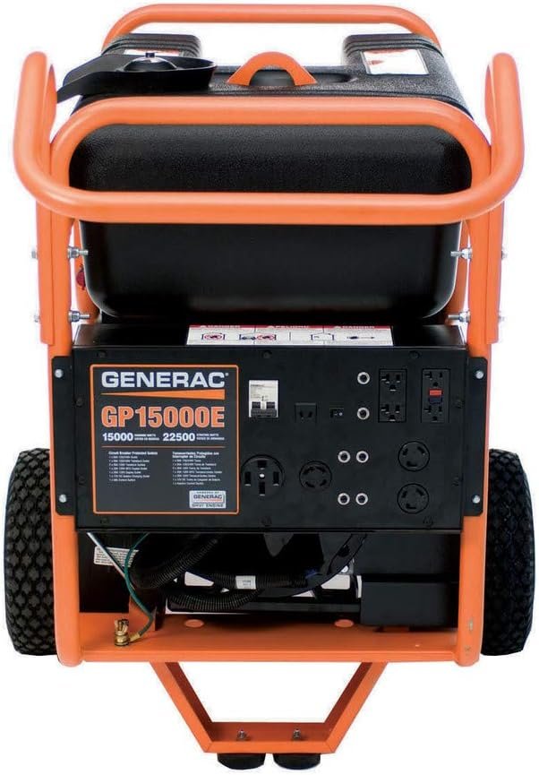 Generac 5734 GP15000E 15000-Watt Gas-Powered Portable Generator - Durable Design and Reliable Power for Emergencies and Recreation - Emergency Backup Power and Job Sites - 49 State Compliant