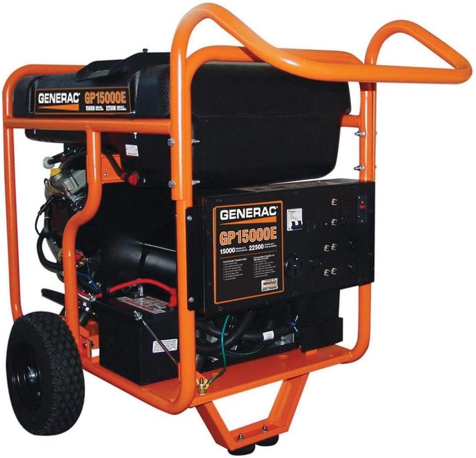 Generac 5734 GP15000E 15000-Watt Gas-Powered Portable Generator - Durable Design and Reliable Power for Emergencies and Recreation - Emergency Backup Power and Job Sites - 49 State Compliant