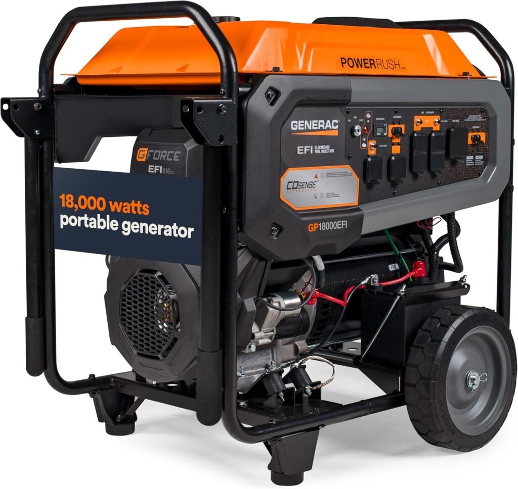 Generac 7706 GP18000EFI 18,000-Watt Gas-Powered Electric-Start Portable Generator with Cosense  EFI Engine, Transfer Switch Compatible