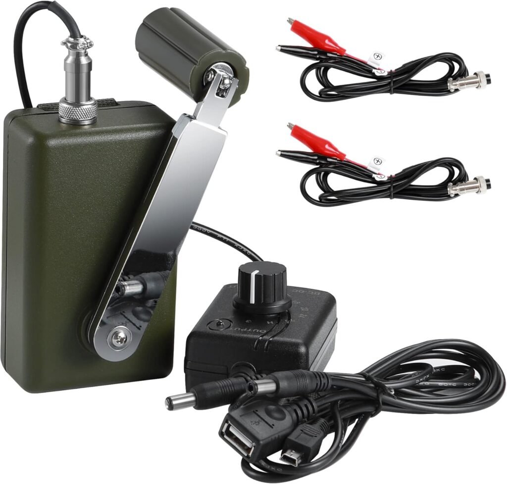 Hand Crank Generator 30W 0-28V Portable Hand Crank DC Charger with USB Plug Multifunction Manual Crank Generator for Outdoor Mobile Phone Computer Charging