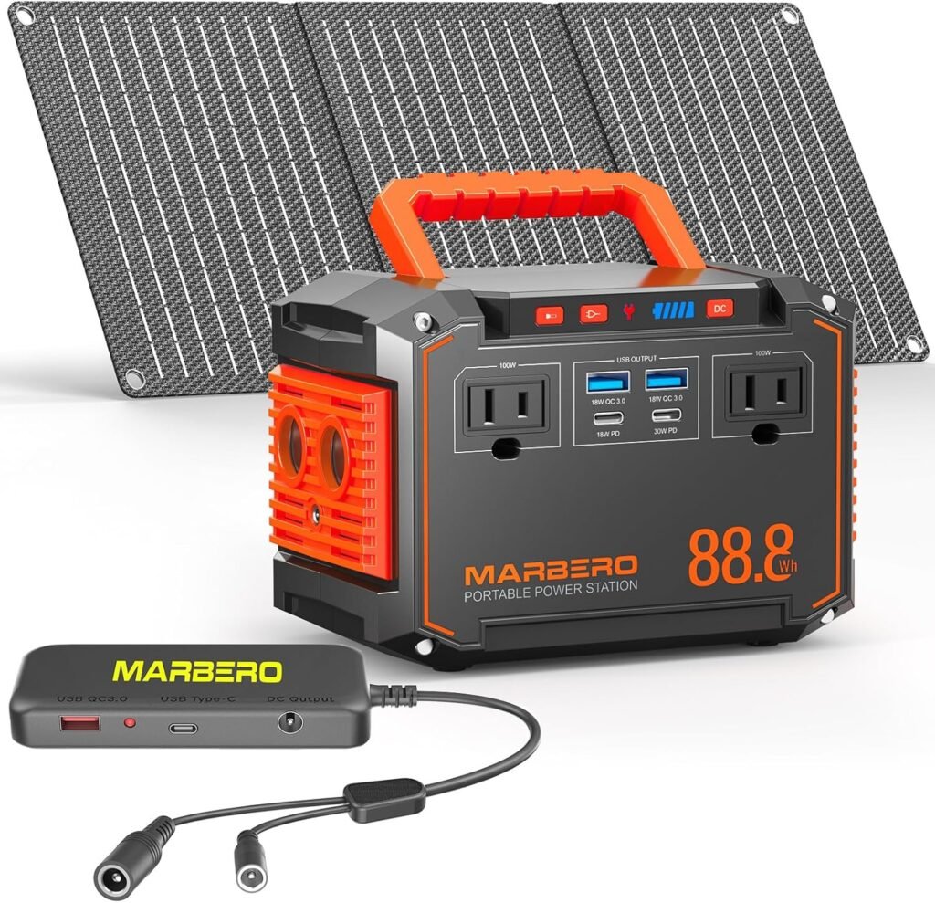 MARBERO 88.8Wh Solar Generator with Solar Panel and Detachable Power Hub