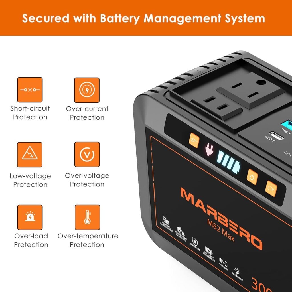 MARBERO Solar Generator 120W Peak Portable Power Station with Solar Panel Included Camping Power Supply 111Wh with Foldable Solar Panel 60W for Outdoor RV Fishing Emergency