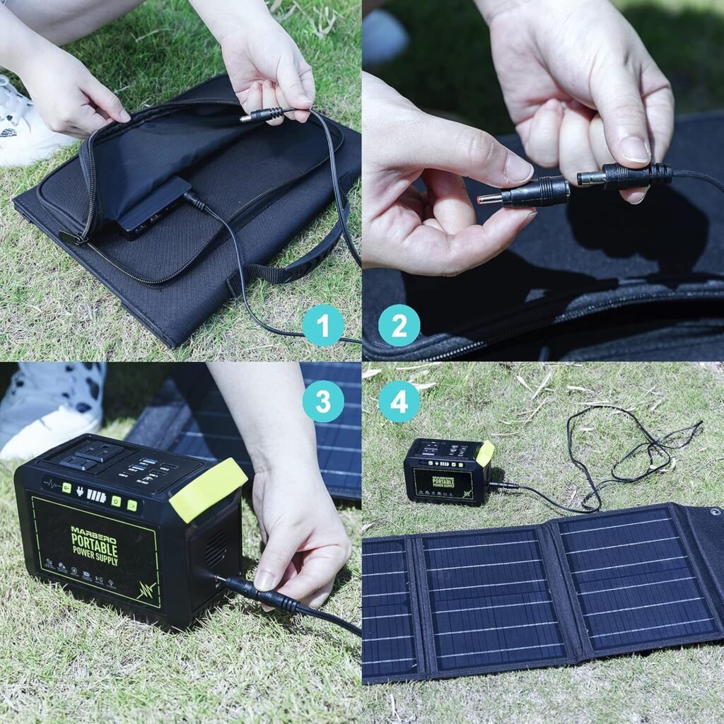 MARBERO Solar Generator 120W Peak Portable Power Station with Solar Panel Included Camping Power Supply 111Wh with Foldable Solar Panel 30W for Outdoor RV Fishing Emergency