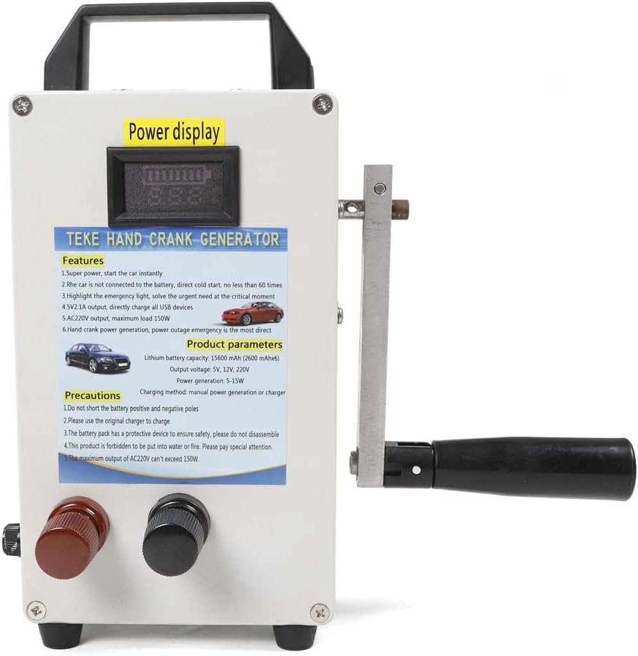 Portable Hand Crank Generator, Emergency Manual Generator, Emergency Power Supply Charger, 150W Power Station for Household and Outdoor Emergency