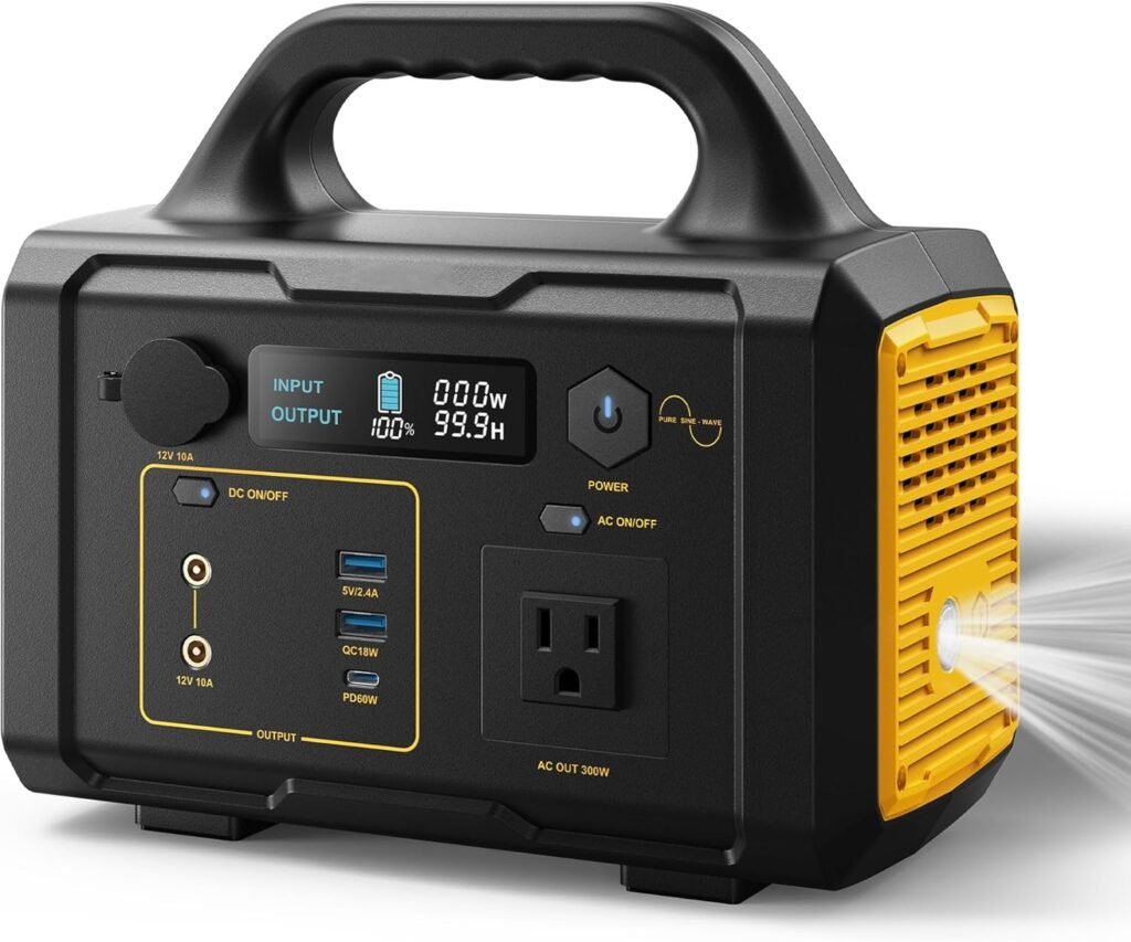 Portable Power Station, 300W Solar Generator, 293Wh Backup Lithium Battery, 120V/300W AC Outlet, Solar Powered Generator for RV Camping Outdoor Hiking Fishing Emergency