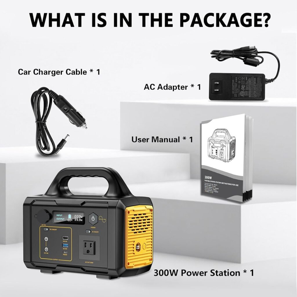 Portable Power Station, 300W Solar Generator, 293Wh Backup Lithium Battery, 120V/300W AC Outlet, Solar Powered Generator for RV Camping Outdoor Hiking Fishing Emergency