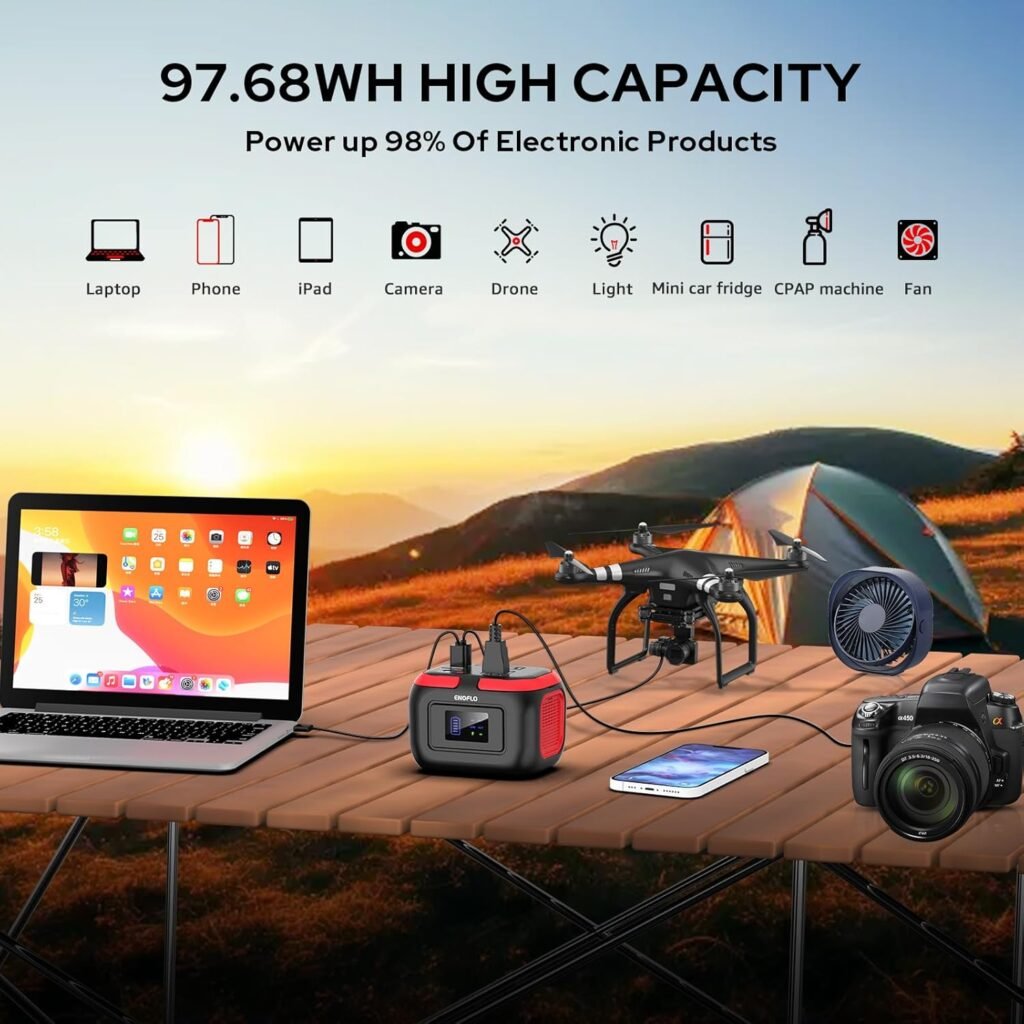 Portable Power Station 97Wh Power Bank 26400mAh Battery Pack Fasting Charging 150W AC  30W Portable Foldable Solar Panel Charger for Outdoor Camping 12 Volt Waterproof High Efficiency Solar Panel Kit