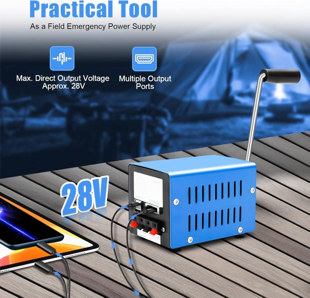 Power Generator TBVECHI Hand Crank Generator Portable Dynamo Charger Emergency Hand Crank USB Emergency Power Generator 20W 2000rmp/Min
