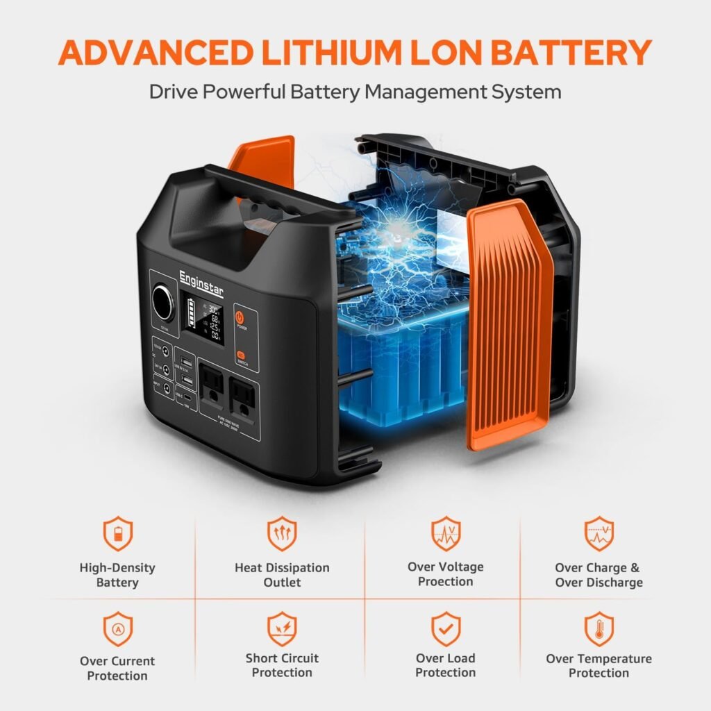 Power Station with Solar Panel EnginStar 300W Generator Bundle w/ 100W Solar Panel and Carrying Case for Travel, Hunting, Emergency Backup Power, Outdoor Camping, RV