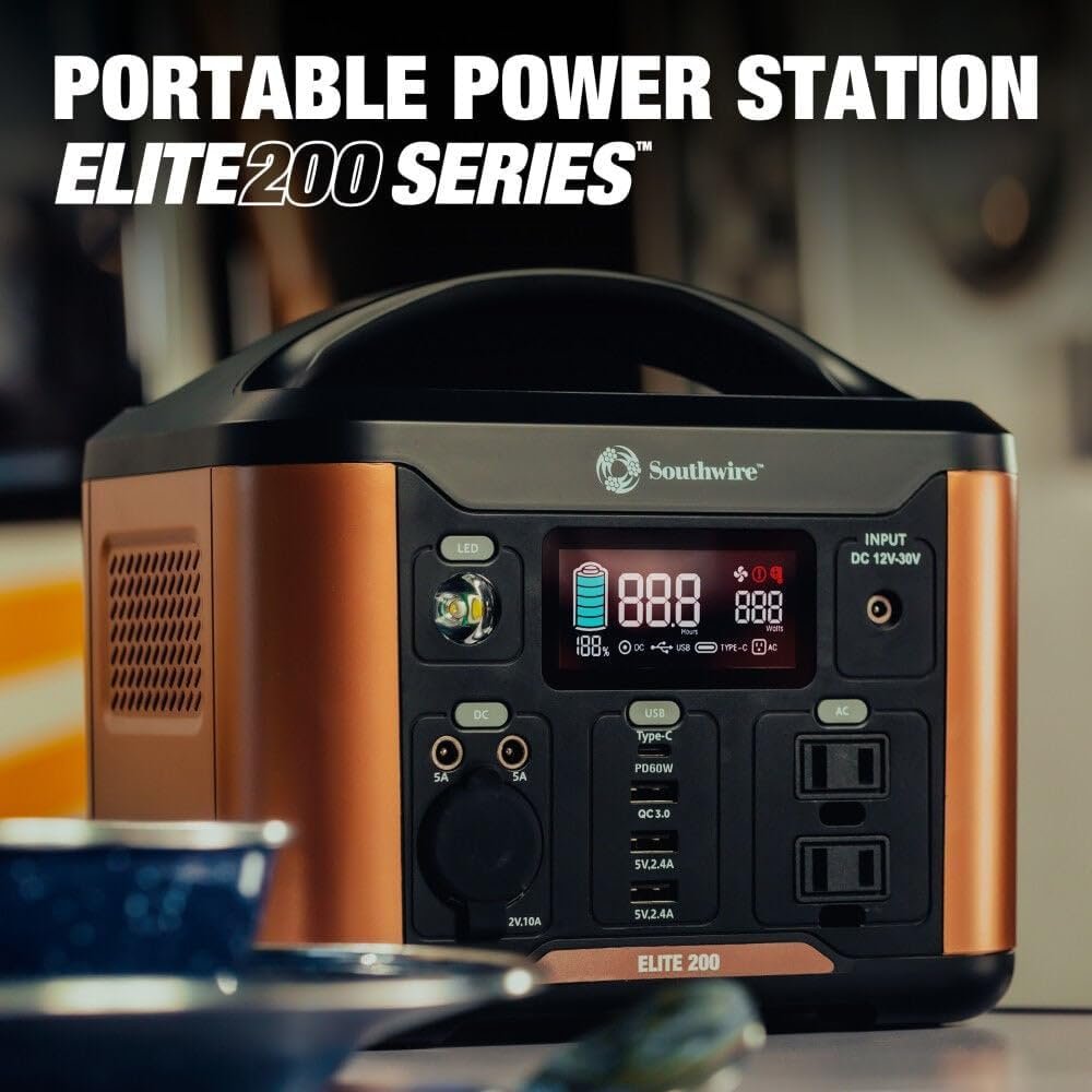 Southwire Elite 500 Series, 515Wh Backup Lithium Battery, 120V/500W Pure Sine Wave AC Outlet, Solar Generator (Solar Panel Not Included) for Home Backup Power, Emergency Power, Camping and more