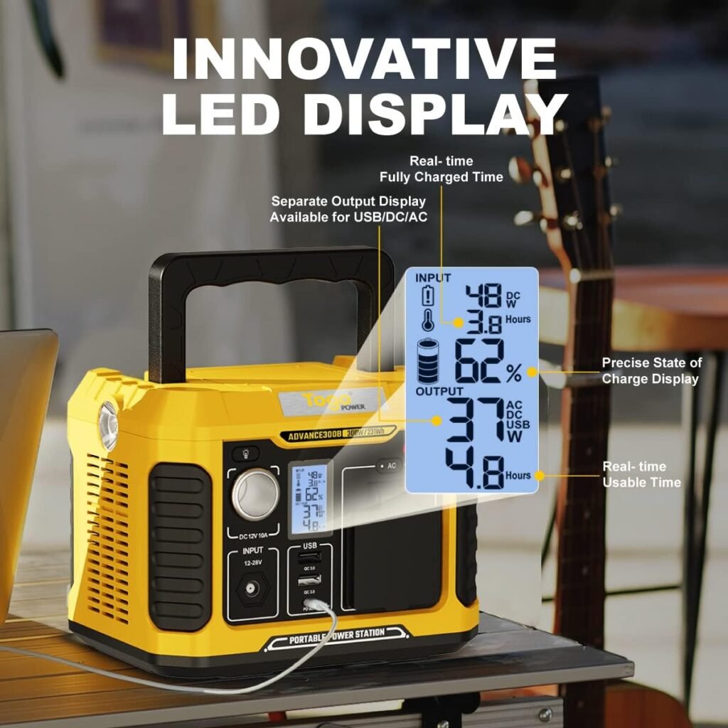 TogoPower Portable Power Station 300W, Outdoor Solar Generator (Solar Panel Not Included) 231Wh Backup Lithium Battery, 120V Pure Sine Wave AC Outlet for Camping Travel Hunting Blackout Home Emergency