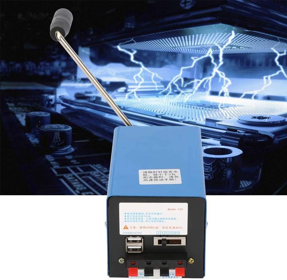 Walfront 20W Portable High Power Hand-cranked Charging Generator USB Charging Outdoor Emergency Dynamotor, Dynamo